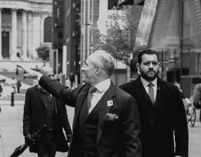 Mr. Sotiropoulos, owner of Spartan, providing close protection services to a celebrity client in Central London